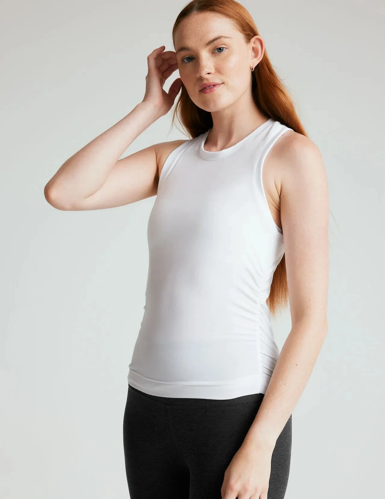 Beyond Yoga Featherweight Your Fit Shirred Tank - White