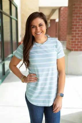 Blue White Double Stripe SS Top (SM-2X)