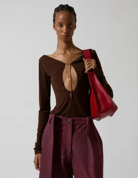Brown Blouse With Chain Detail