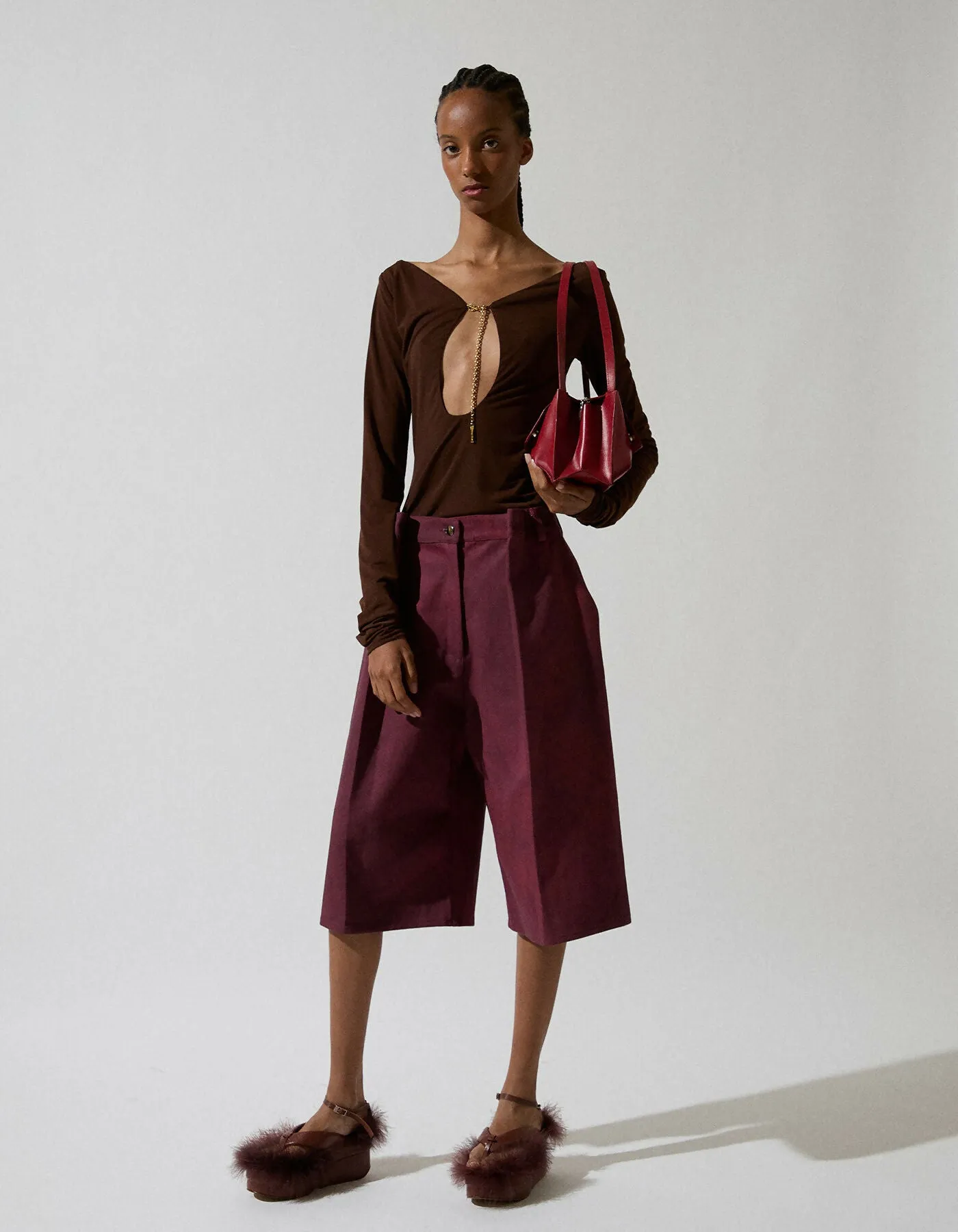Brown Blouse With Chain Detail