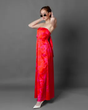 Budapest Strapless Floral Wide Leg Jumpsuit   Pockets