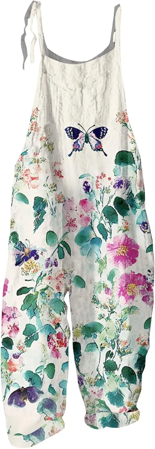 Casual One Piece Jumpsuits for Women, Wide Leg Spring Trendy Vacation Fashion Boho Rompers for Women