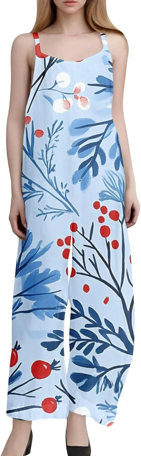 Casual Womens Jumpsuit, Fashion Loose Trendy Spring Wide Leg Boho Womens Rompers for Summer