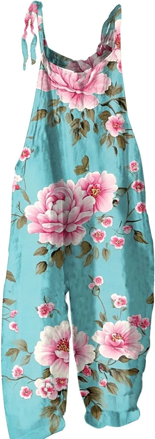 Casual Womens Jumpsuit, Fashion Loose Trendy Spring Wide Leg Boho Womens Rompers for Summer