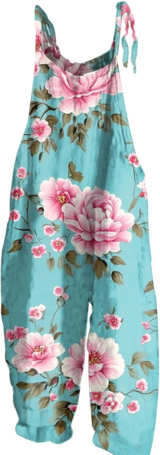 Casual Womens Jumpsuit, Fashion Loose Trendy Spring Wide Leg Boho Womens Rompers for Summer