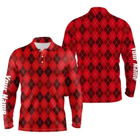 Christmas plaid Argyle Pattern - Funny Christmas Men's Golf Polo Custom Name shirt