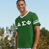 Delta Sigma Phi V-Neck Jersey with Striped Sleeves - 360 - TWILL