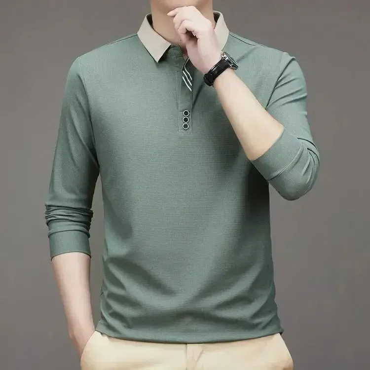 Elegant Long Sleeve Polo Shirt - Cross & Crown