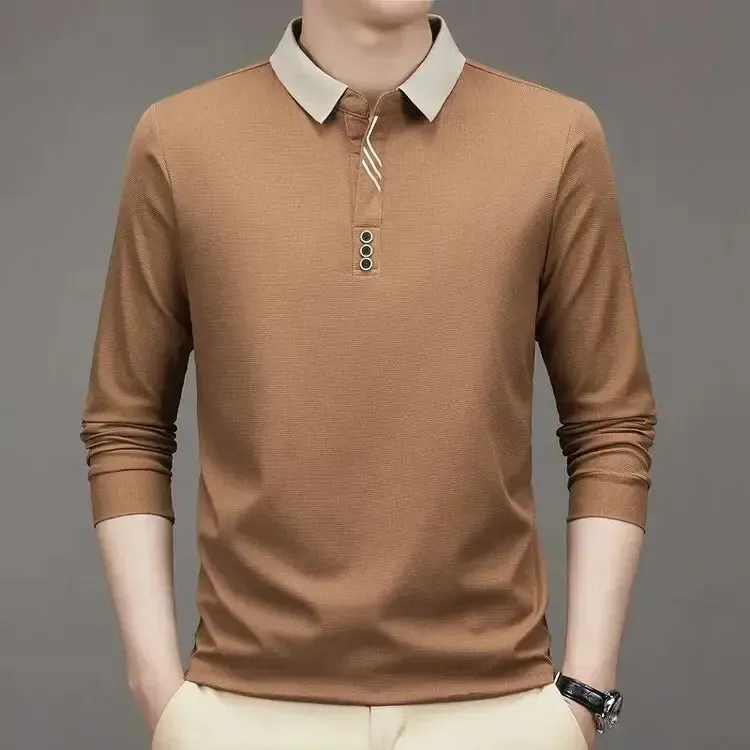 Elegant Long Sleeve Polo Shirt - Cross & Crown