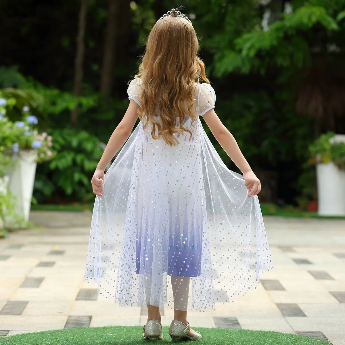 Elsa Dress Princess Costume for Girls Frozen 2 Sequin Cosplay Party Dress up with Accessories