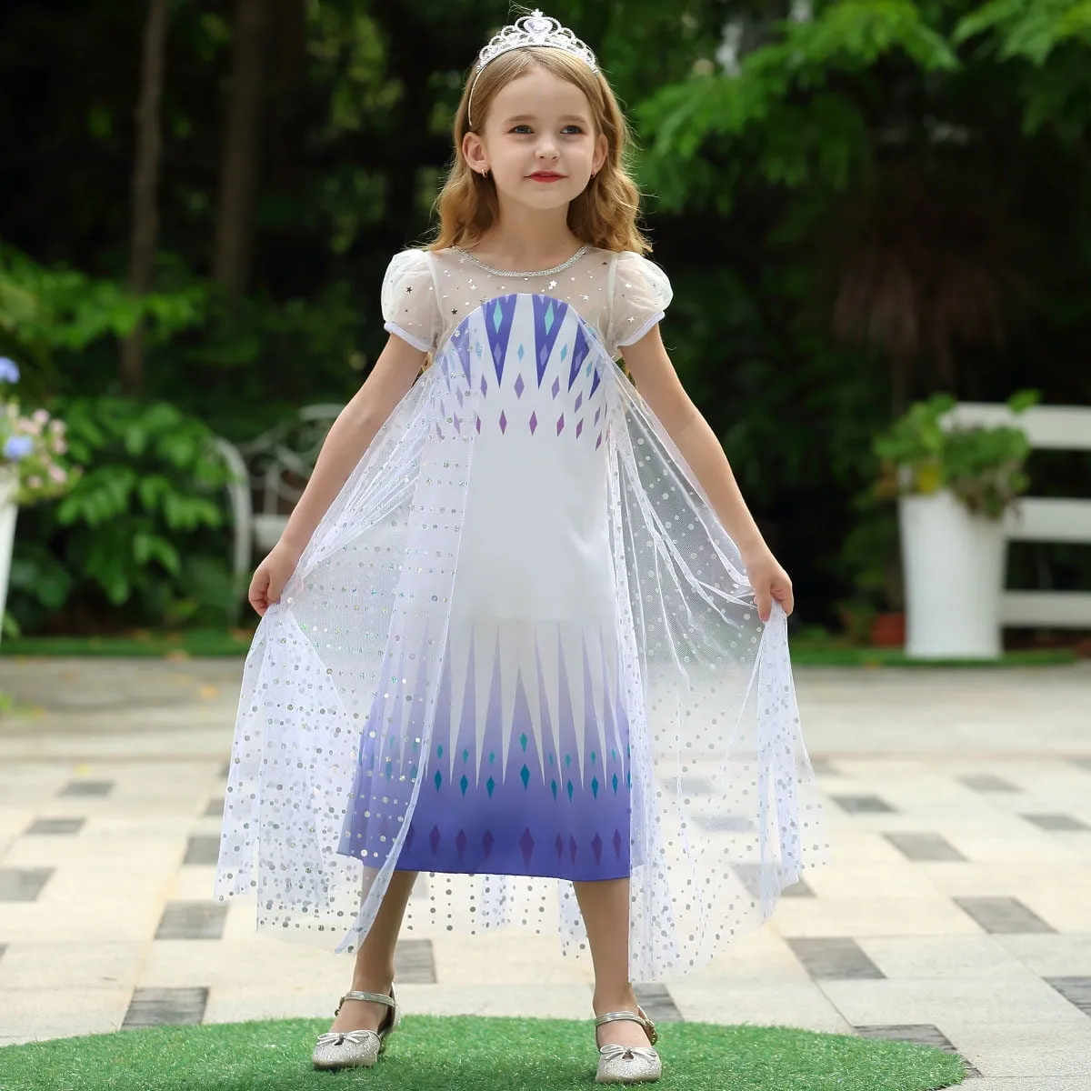 Elsa Dress Princess Costume for Girls Frozen 2 Sequin Cosplay Party Dress up with Accessories