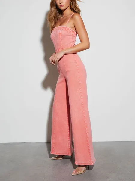 FIGO - Vibrant Denim Flare Jumpsuit