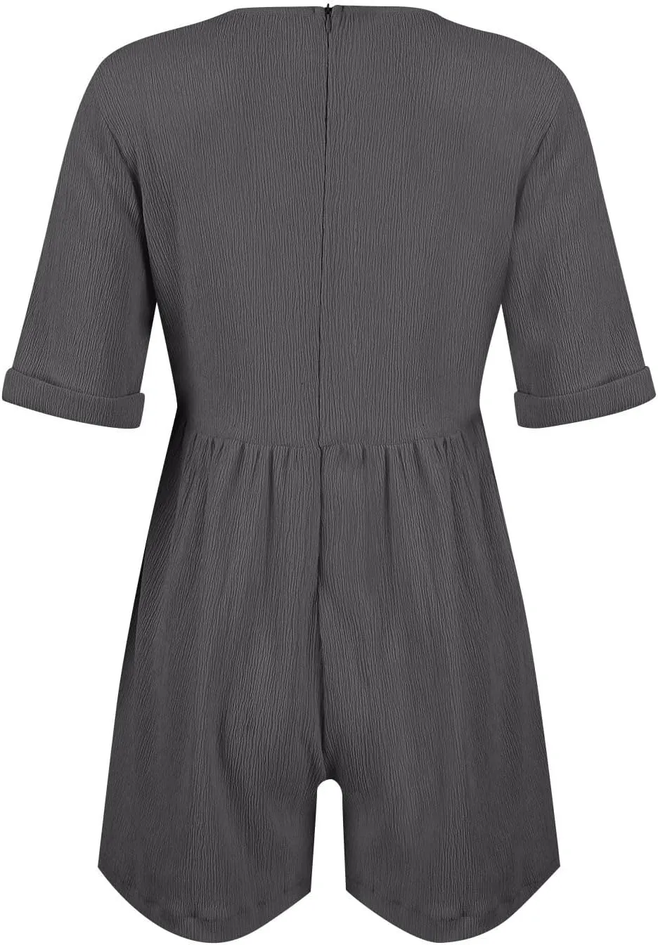 HGps8w Womens Cotton Linen Rompers Summer Short Sleeve V Neck Jumpsuit Casual Loose Overall Shorts Beach Outfits with Pockets