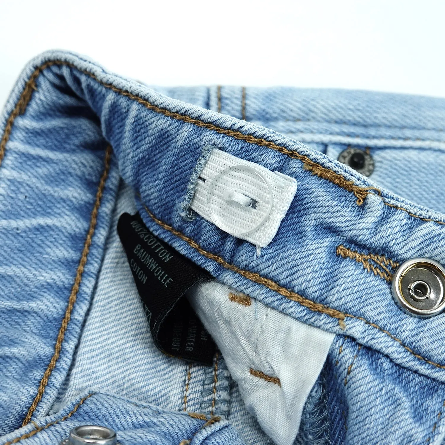 Infant Jeans,Baby Toddler Elastic Band Inside with D-ring Simple Design Distressed Soft Denim Pants