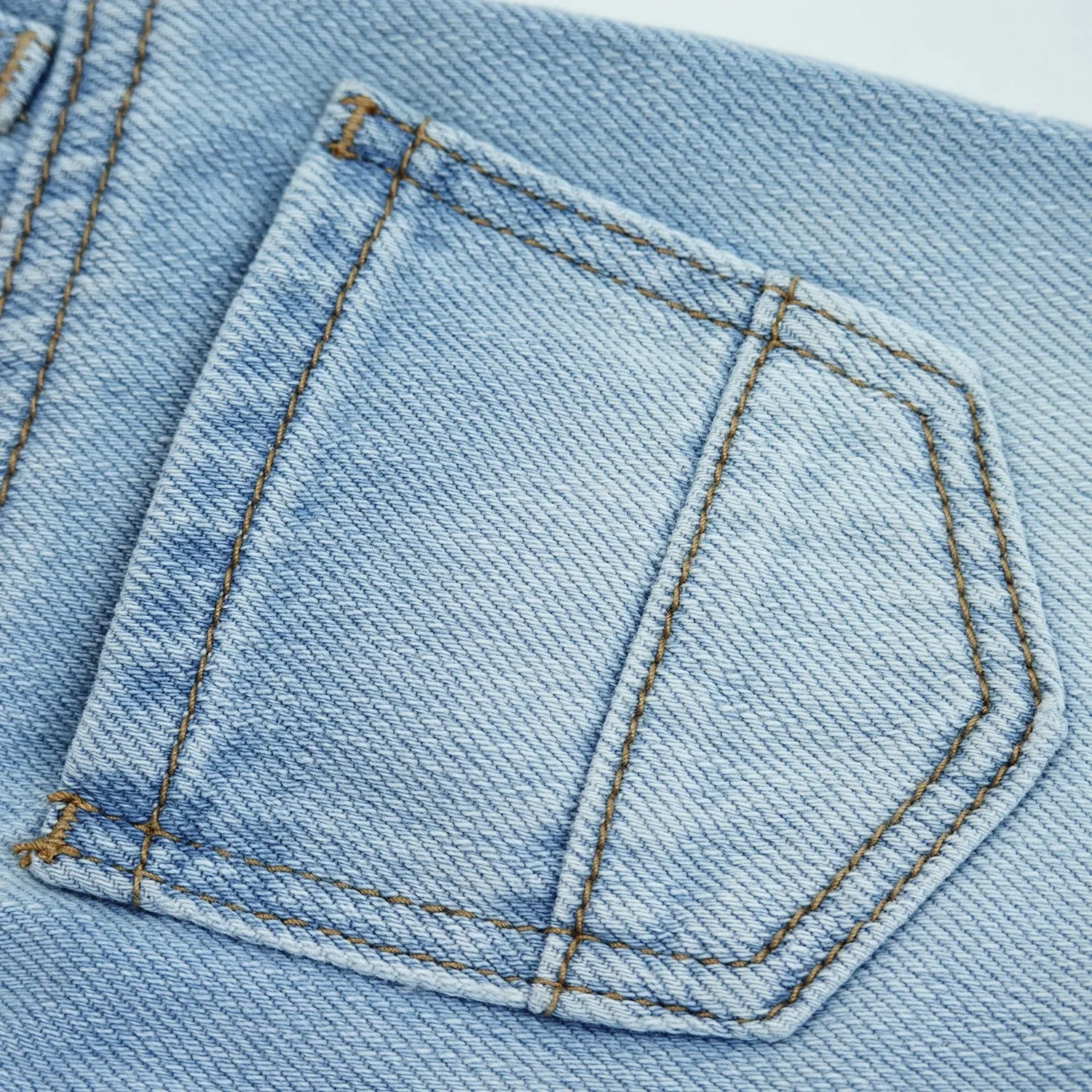 Infant Jeans,Baby Toddler Elastic Band Inside with D-ring Simple Design Distressed Soft Denim Pants