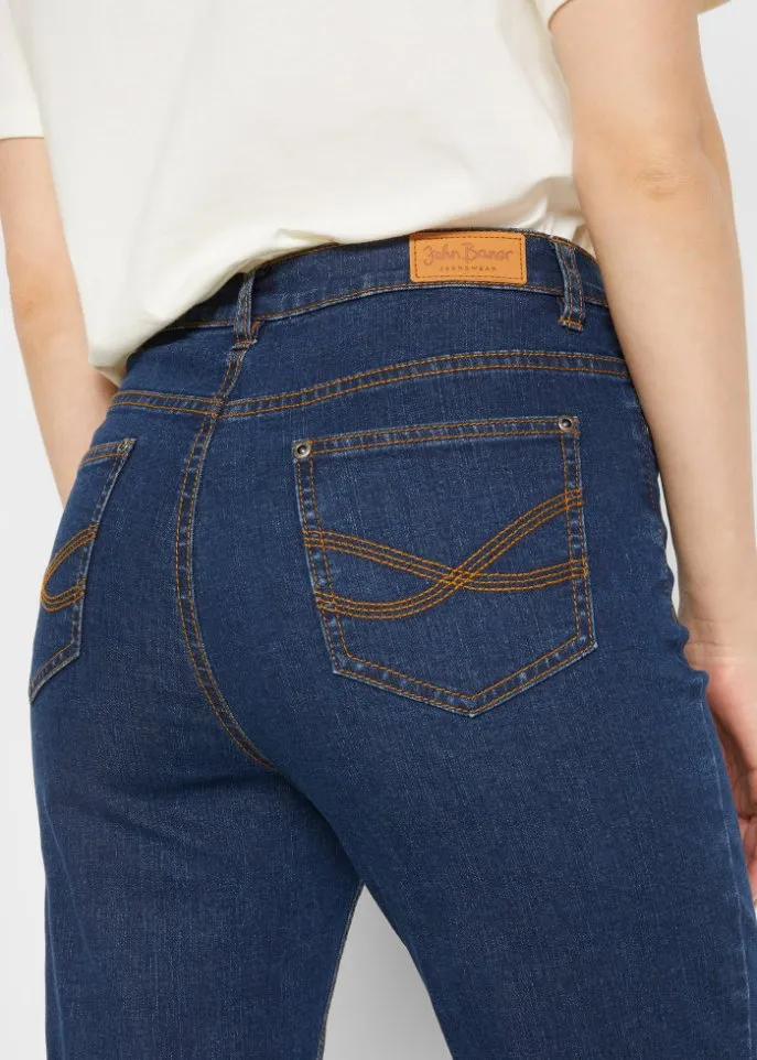 John Baner Jeanswear Ultra Soft Ankleless Boyfriend Jeans, Blue
