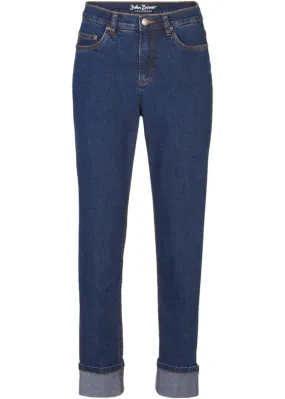 John Baner Jeanswear Ultra Soft Ankleless Boyfriend Jeans, Blue