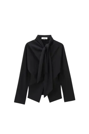 'Josephine' Chic Bow-Embellished Chiffon Top