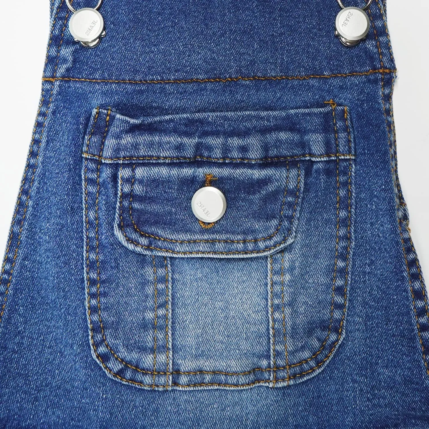 KIDSCOOL SPACE Girls Denim Overalls,Elastic Band Inside Flap Pockets Soft Stretchy Jeans Jumpsuit