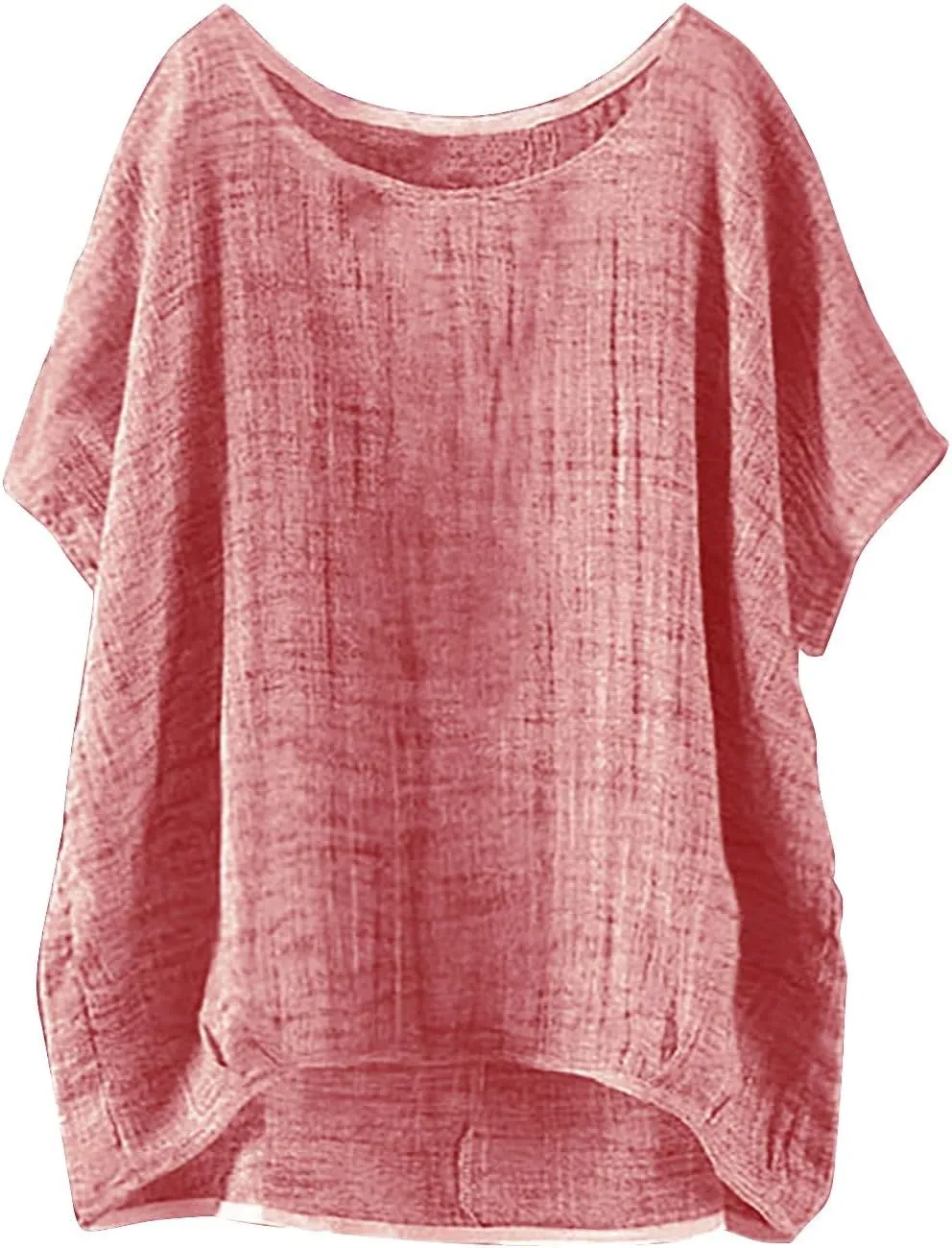 Linen Shirts for Women Summer 2024 Trendy Plus Size Crewneck Short Sleeve Cute Tops Casual Loose Fit Comfy Blouses