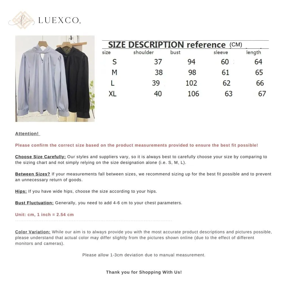 Luexco Prim Chic French Satin Long Sleeved Top