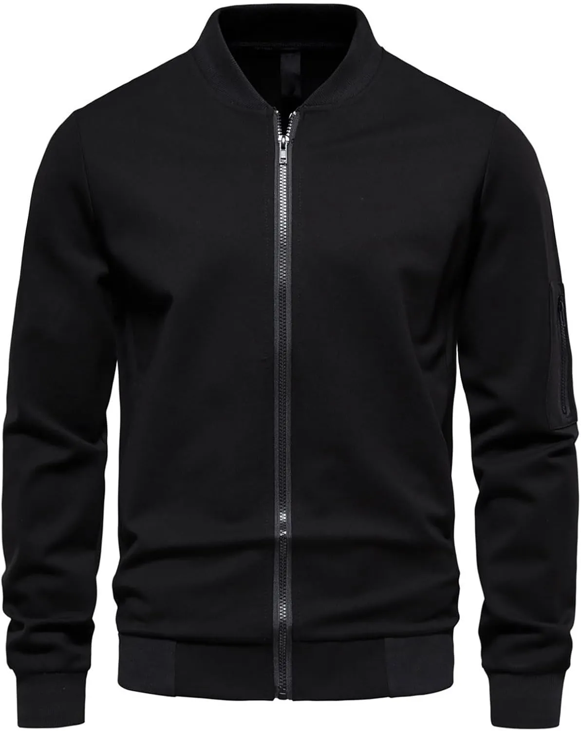 Men's Bomber Jacket Color Block Lightweight Sweater Jacket Full Zip Light Windbreaker Casual Stylish Golf Jackets
