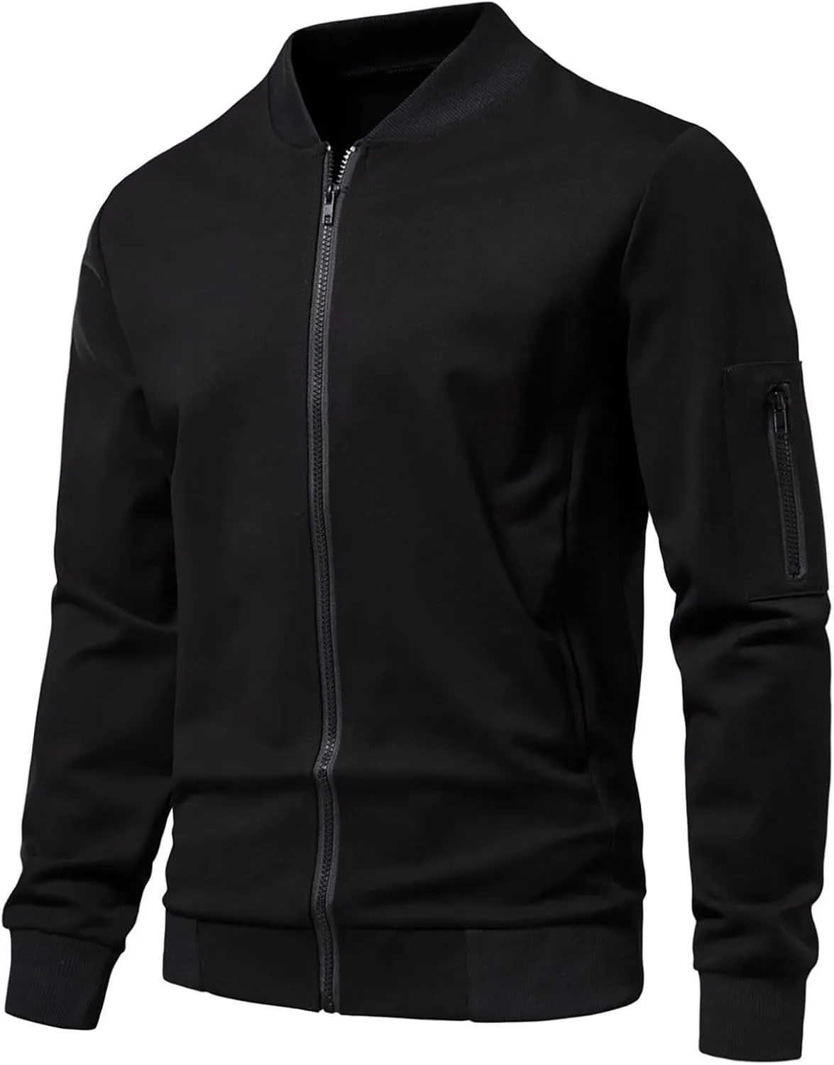 Men's Bomber Jacket Color Block Lightweight Sweater Jacket Full Zip Light Windbreaker Casual Stylish Golf Jackets