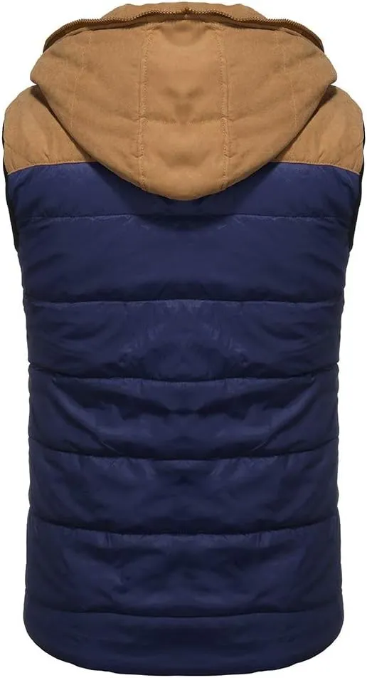 Men's Hooded Puffer Vest Sleeveless Zip Up Padded Jackets Coat Light Quilted Gilet Plus Size Cropped Puffer Vest