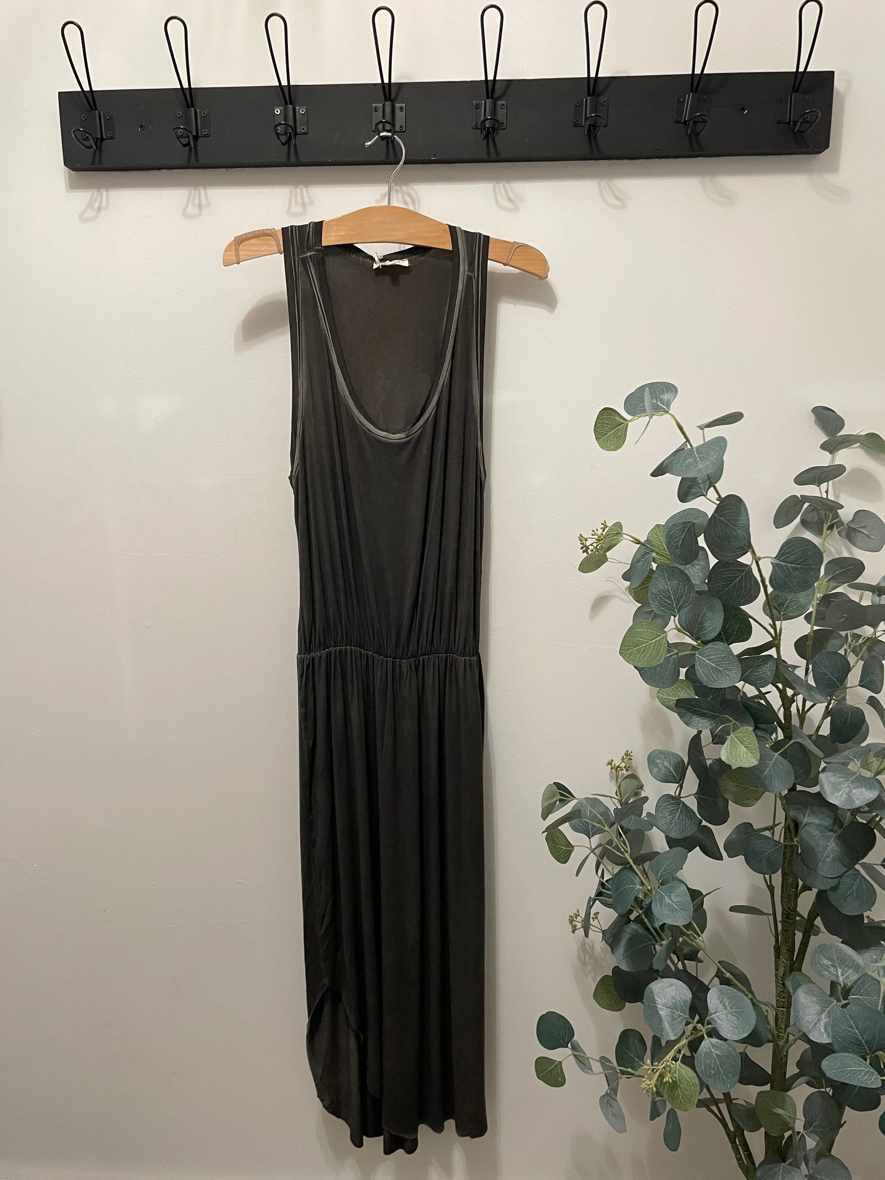 Mineral Washed Stretchy Side Slit Sleeveless Dress
