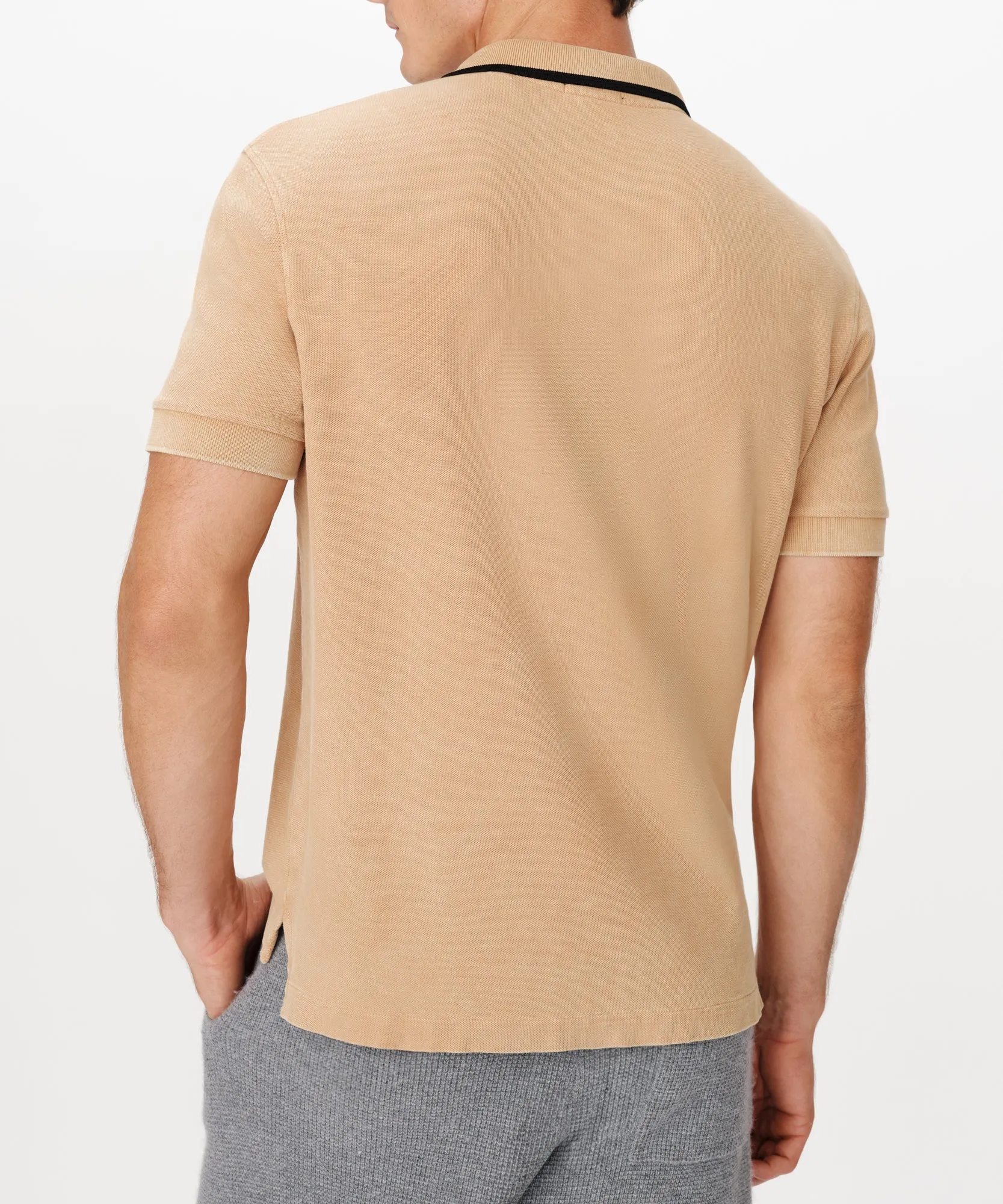 Pique with Chroma Wash Short Sleeve Polo - Desert Tan