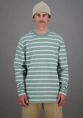 Stripe Sea LS Tee Green/Off White Stripe