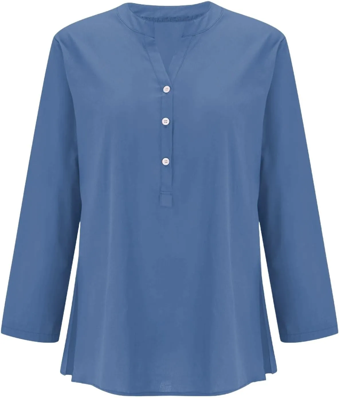 Summer Cotton Linen Shirts for Women 2025 Casual V Neck Blouses Loose Fit Stylish Lightweight Shirts 3/4 Sleeve Tunic Tees