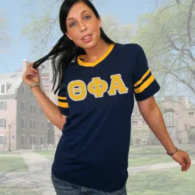 Theta Phi Alpha V-Neck Jersey with Striped Sleeves - 360 - TWILL