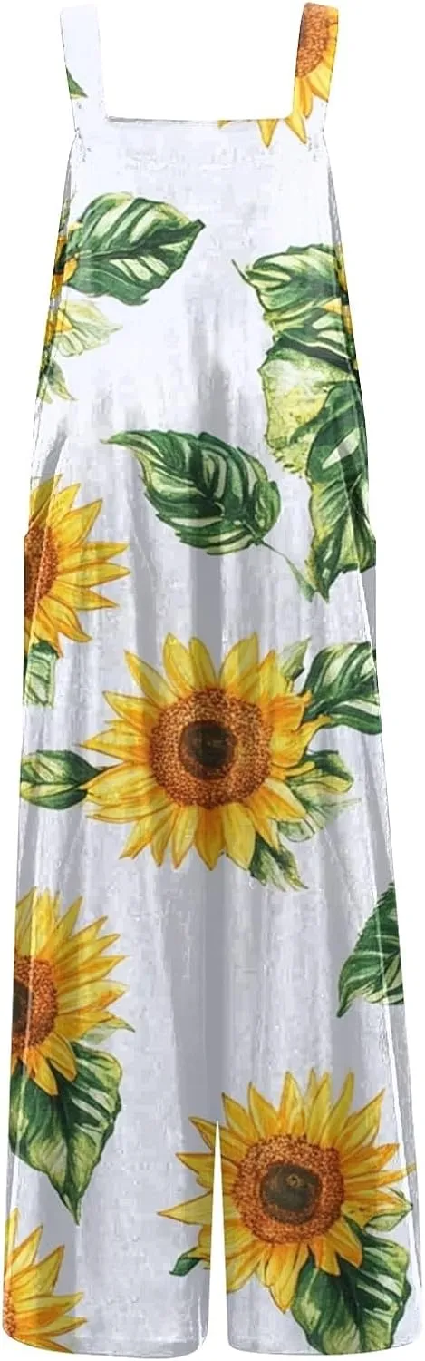 Trendy Jumpsuits for Women, Loose Floral Boho Beach Vacation Spring Womens Romper