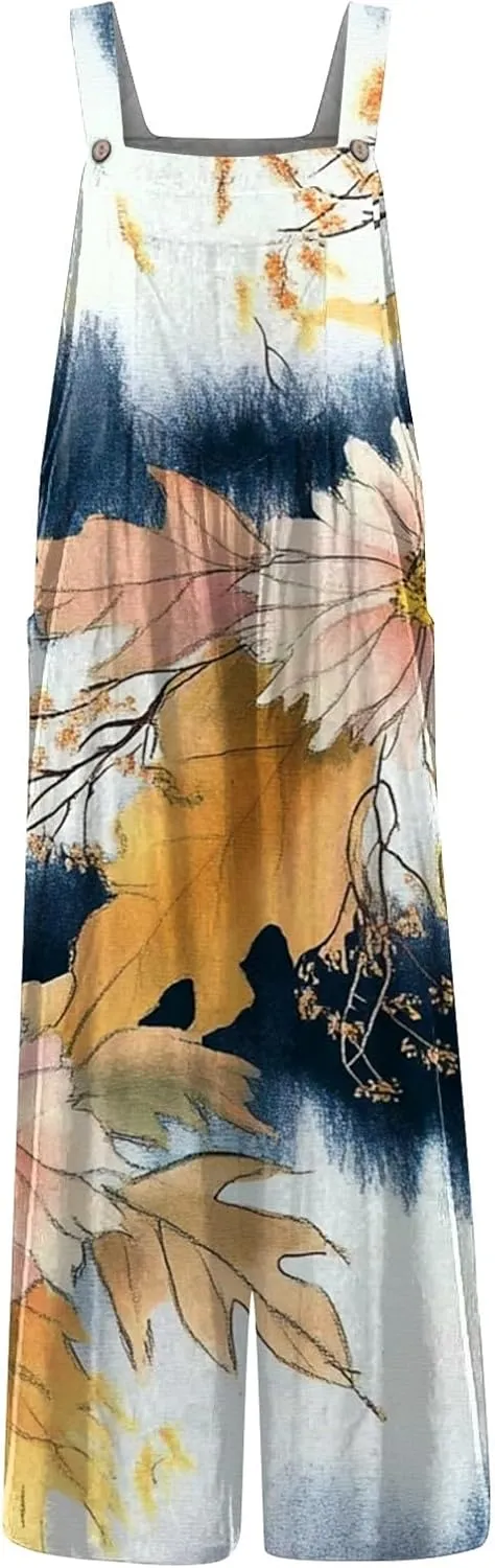 Trendy Jumpsuits for Women, Loose Floral Boho Beach Vacation Spring Womens Romper