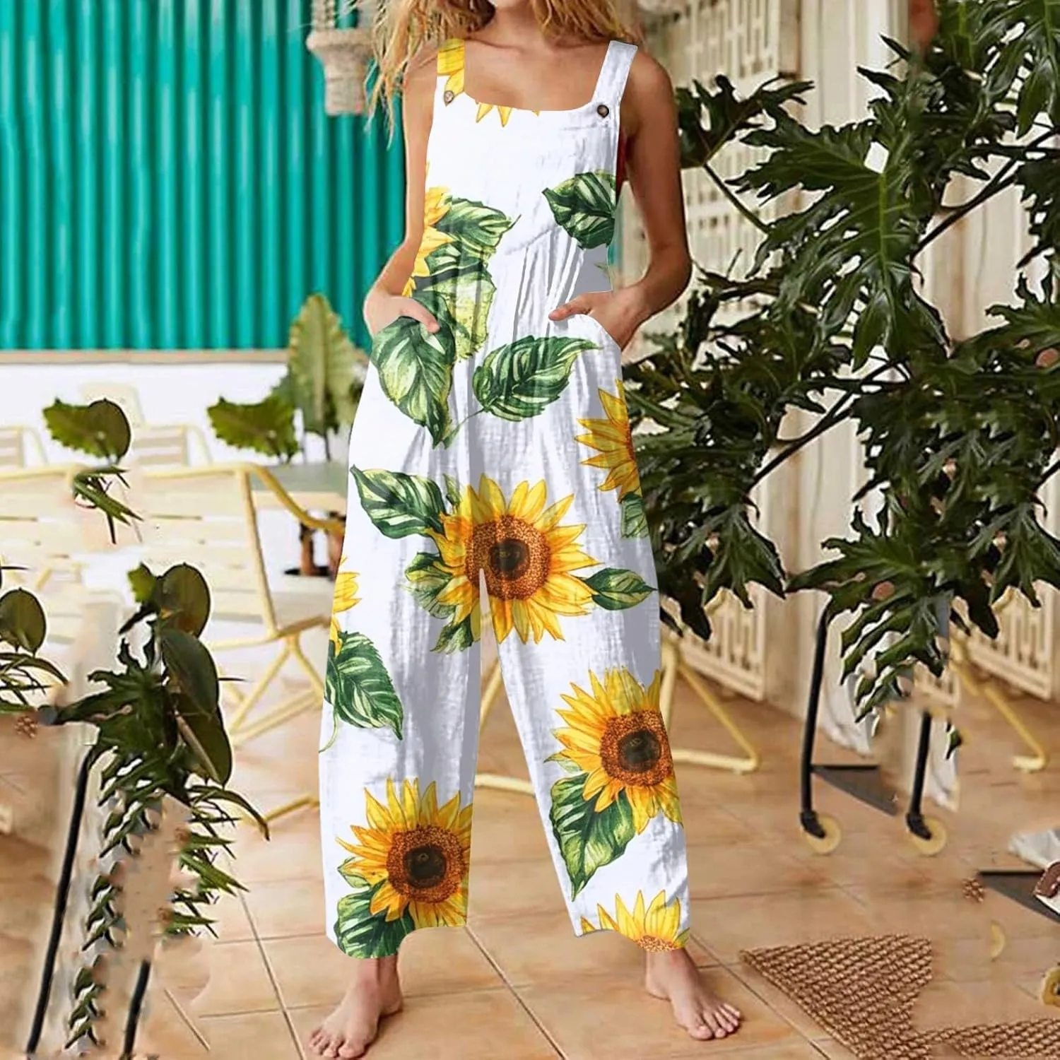 Trendy Jumpsuits for Women, Loose Floral Boho Beach Vacation Spring Womens Romper