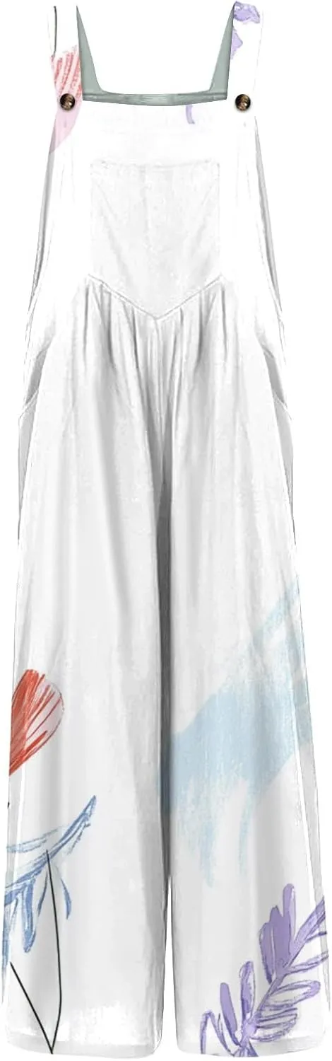 Wide Leg One Piece Jumpsuits for Women, Casual Vacation Loose Beach Fashion Boho Womens Romper