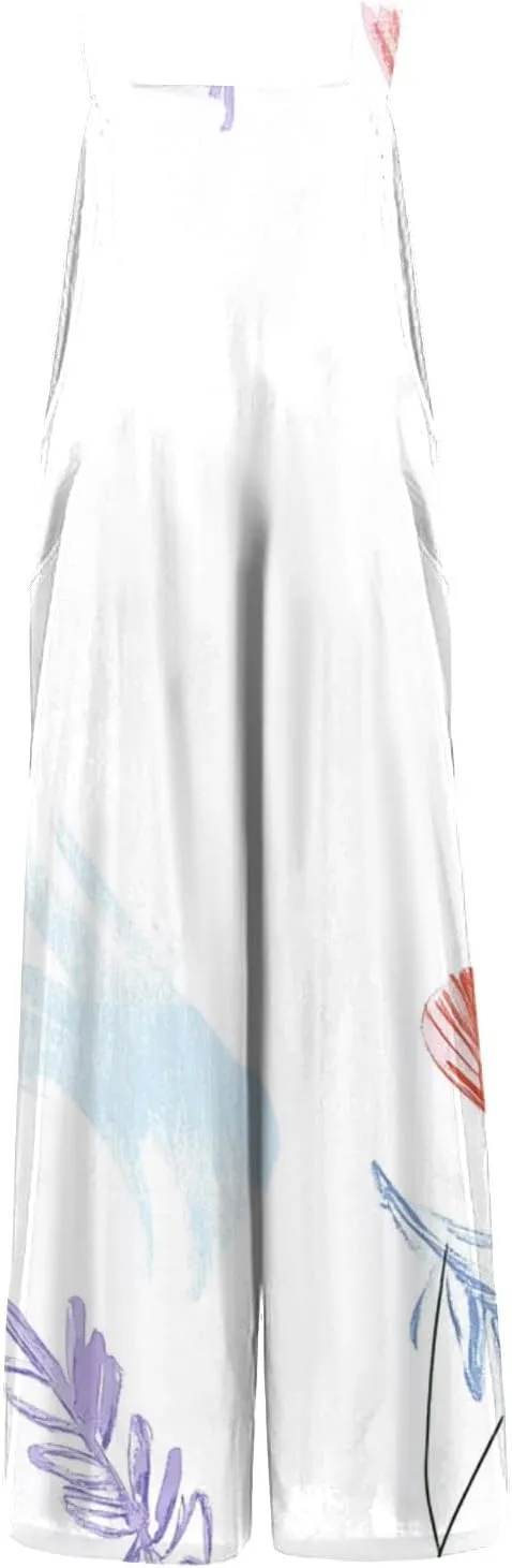 Wide Leg One Piece Jumpsuits for Women, Casual Vacation Loose Beach Fashion Boho Womens Romper