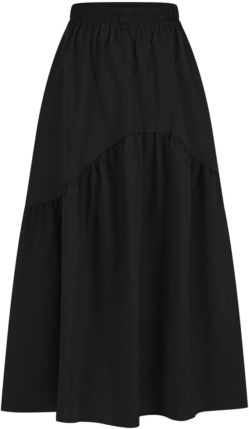 Womens High Waist Beach Skirts 2025 Boho Vacation Long Skirt Flowy Ruffle Pleated Bohemian Skirt Cruise Outfits