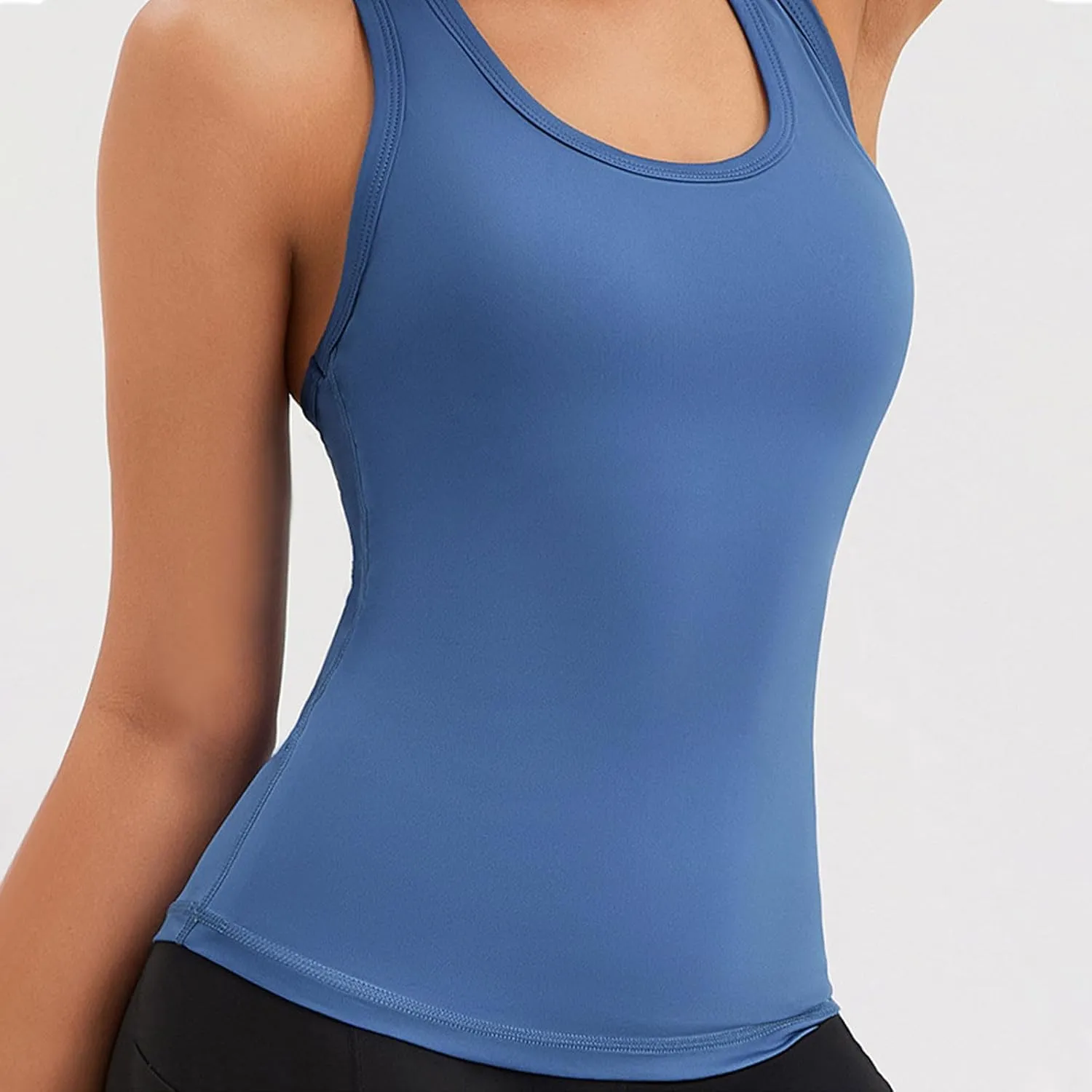 Women's Workout Racerback Sleeveless Tops Scoop Neck Athletic Tank Tops 2025 Summer Quick Dry Running Gym Yoga Shirts