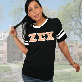 Zeta Sigma Chi V-Neck Jersey with Striped Sleeves - 360 - TWILL